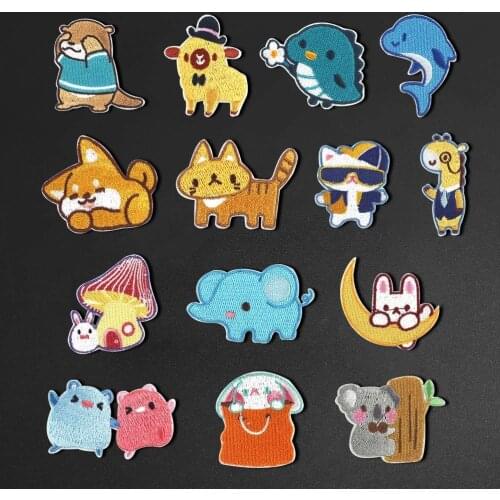 Cartoon animal giraffe, cat, rabbit Patches Embroidery Iron On Applique for Kids Dress Clothes Patchs for DIY T-shirt Decor