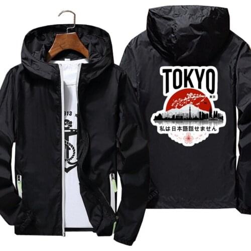Mens Tokyo Print T-shirts I Don't Speak Japanese Thin Reflective Windbreaker Sunscreen Casual Coat Bomber Jacket Plus Size 7XL