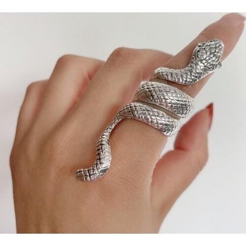 MWsonya Snake Ring Cobra Shaped Retro Punk Exaggerated Spirit Ring Open Ring Temperament Adjustable Ring Jewelry