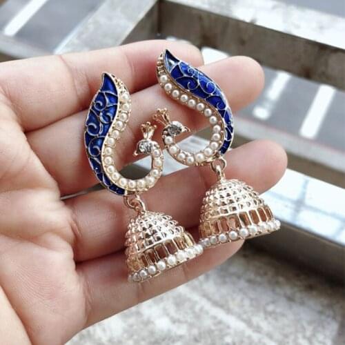 2 Pcs/set Classic Earrings Women Elegant Pearl Peacock Geometric Crystal Stud Earrings Set Boho Charm Party Jewelry Accessories