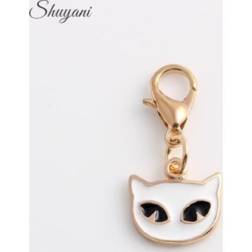 New Items 20pcs/lot Floating Cat Dangle Charm With Lobster Clasp Fit Charm Floating Locket Free Shipping CM508