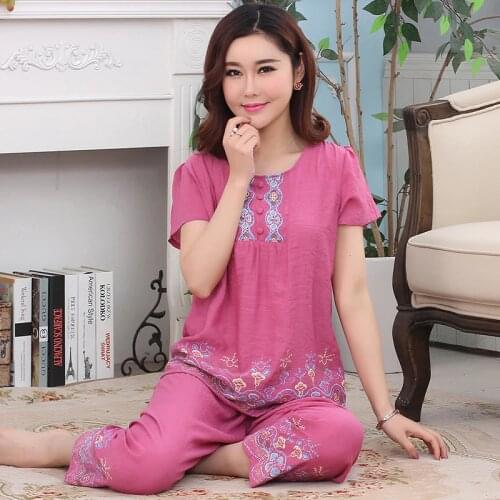 4XL Women Sleepwear summer Female Pajamas Sets Thin laides Suit short Sleeve Pyjamas Women Ventilation Home Clothes