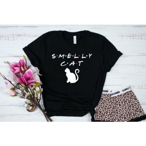 Smelly Cat Friends Shirt Cotton Kawaii Fashion Shirt Plus Size cotton O Neck graphic Mama shirt Short Sleeve Streetwear Top Tees