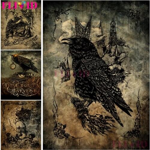 Art Of Witchcraft Posters And Prints Black Crow Wall Art Canvas Painting Witchcraft Mantra Devil For Living Room Decor Picture