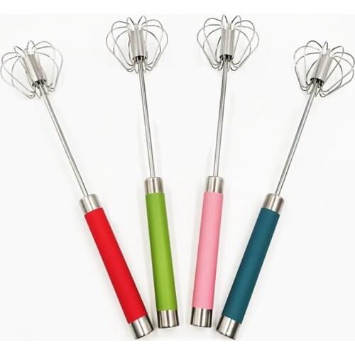 Semi-Automatic Egg Beater 304 Stainless Steel Egg Whisk Manual Hand Mixer Self Turning Egg Stirrer Kitchen Accessories Egg Tools