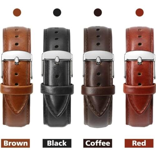 Good Genuine Leather Watchband Straps 22mm 20mm 18mm 16mm 14mm 12mm Men Women Watch Band Wrist Watch Bracelet Belt Metal Buckle