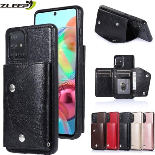 Luxury Leather Card A51 A71 A81 A91 Case For Samsung Galaxy A50 A70 A40 A30 A20 A10 M10 E S A90 5G Wallet Card Slots Phone Cover