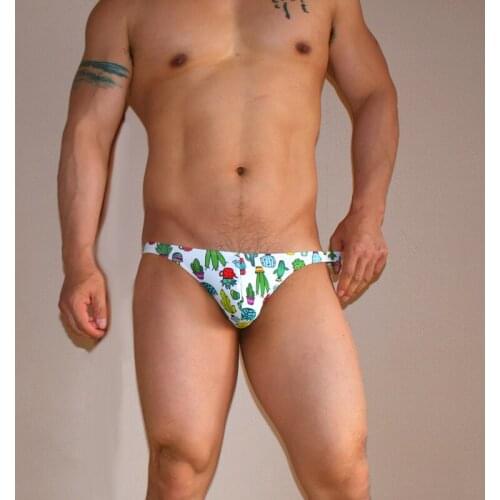 SD463 sexy cartoon cactus printing swimming trunk men swimsuits sunga low waist tight man swimwear pool swim bikinis Samll Size