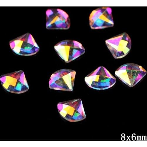 Rhinestones Crafts Multi Colored Rhinestone The Fan Diamond Rhinestones Applique for Clothing Nail Art Decoration Glue on Flower