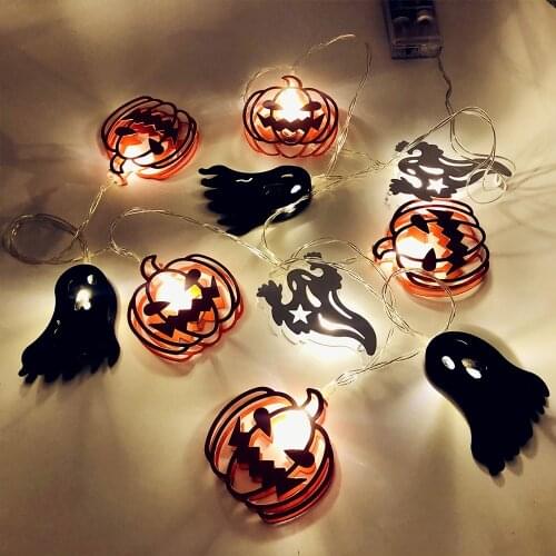 LED Halloween Light String 10/30leds Pumpkin Bat Ghost Lights Ramadan Christmas Festival Home Party Garden Outdoor Decoration
