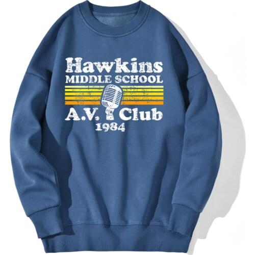 Hawkins Middle School Mens Sweatshirt Harajuku Streetwear Hoody Male Tops Hipster Pullovers Homme Retro Hoodie Supoleron Hombre