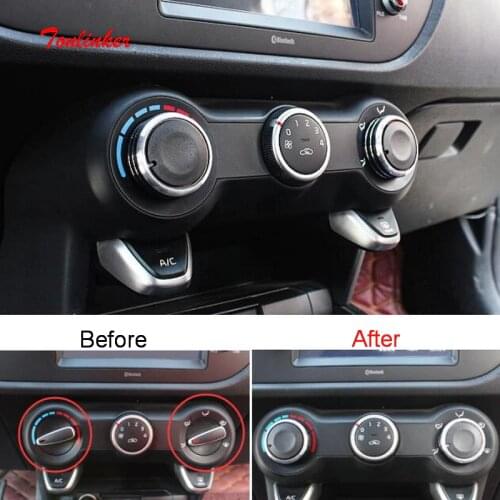 Tonlinker Interior Air conditioning Knob Cover sticker for KIA RIO K2KXCROSS 2017-19 Car Styling 2 PCS ABS Plastic Cover sticker