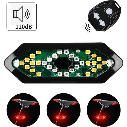 Bike Turn Signals Remote Control Bicycle Direction Indicator MTB LED Rear Light USB Rechargeable Cycling Taillight with Horn