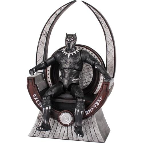 [VIP] 22cm Super hero Panther Iron Throne Statue Resin Action Figure Superhero model collection Home decoration toy kids gift