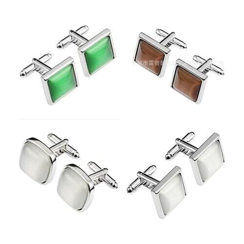 10pairs/lot Quality Square Cats Eye Stone Cufflinks Opal Onyx Cuff Links Business Style Mens Jewelry Wholesale