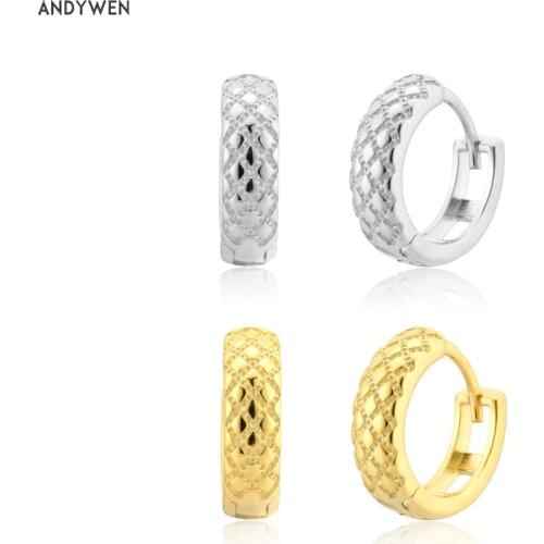 ANDYWEN 925 Sterling Silver Gold Large Square Hoops Clips Rock Punk Loops Fashion Fine Jewelry Party Thick Huggies Piercing