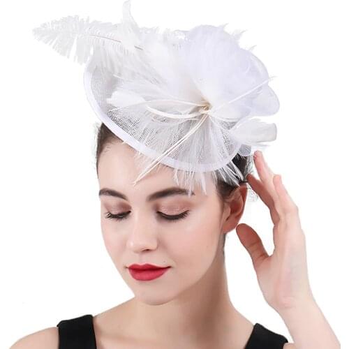 Women Formal Dress Occasion Headpiece Fancy Fearther Wedding Bride Fascinator Hat Mariage Chapeau Cap Cloral Handmade Millinery