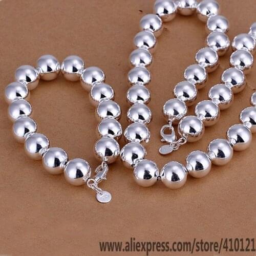 S092 Lucky Charm Silver Color Jewelry Sets For Women Fashion Jewelry Lady Accessories Fashion Set 14Mm Bean-Hollow /Hppaqgwa