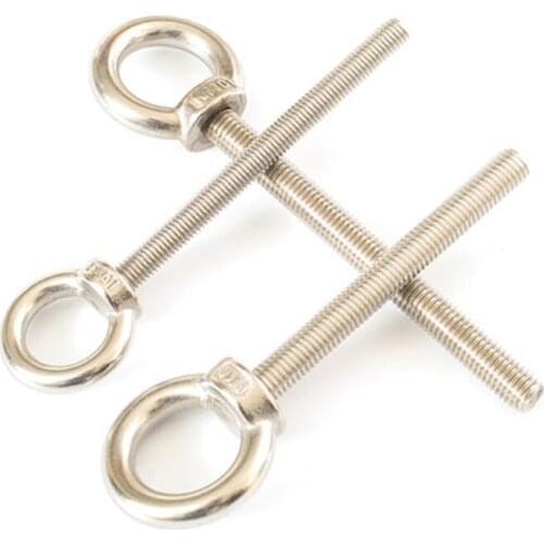 1Pcs M5 M6 Stainless Steel Lengthened Hang Rings Screws Sheep Eye With Ring Bolts Hook Screw Hole Joint Bolt 30mm-300mm Length