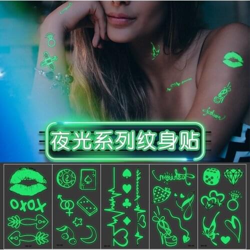 1PC Waterproof Tattoo Stickers Luminous Men Women Temporary Fake Tattoos Glow Paste on Arm Leg for Lady Body Sticker