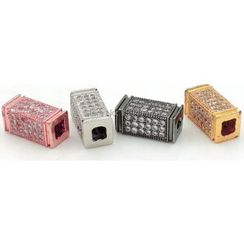 12*6*6mm Micro Pave Clear CZ Rectangle Beads Fit For Making DIY Bracelets Or Necklaces Jewelry