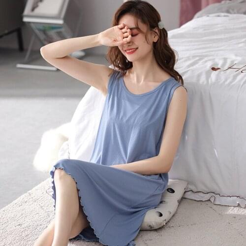 12 Color Nightgowns Women New Sexy Sleeveless Vest Dress Backless Cotton Sleepwear Nightshirt Ladies Plus Size Nightwear 3XL