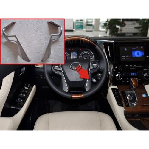 2PCS/set Matte Chrome ABS Steering Wheel Multi-Function Key Protective Cover Sticker For TOYOTA ALPHARD 2016-2020 Car Styling