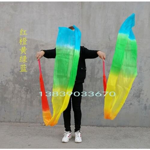 2pcs/Lot flowy Belly Dance Polyester Throwing Streamers Gradient Professional Stage Props Streamers dancing Accessories 3 sizes