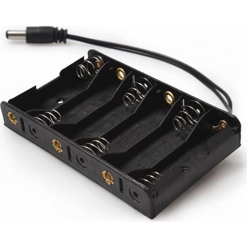 20PCS/lot 6 AA Battery Holder Plastic Container Battery Storage Box AA With DC Plug 5.5*2.1mm Extension Line 150mm