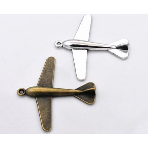5pcs 48x41mm New Antique Bronze and Antique Silver Airplan Pendant DIY Handmade Jewelry Accessories