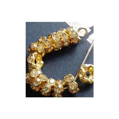 6mm 8mm 10mm 12mm ths3 White Crystal Rhinestone Metal Wave Rondelle Spacer DIY Loose Beads Bracelet Crafts