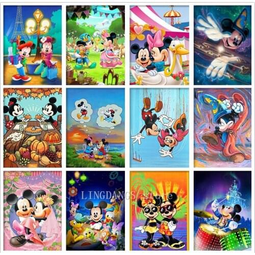 5D DIY Diamond Painting Disney Mickey Minnie Fantasia Cartoon Movie Diamond Embroidery Mosaic Cross Stitch Kits Home Decor Gift