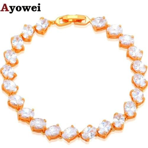 Glittering Bracelets for Women AAA Zircon & White Crystal Gold color Health Nickel & Lead free Fashion jewelry TB841A