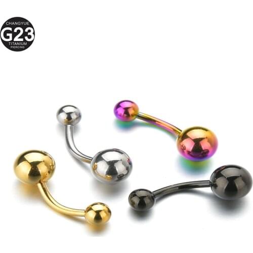1PS Whole G23 Titanium Piercing Classic 14G Double ball Navel Ring Navel Nail Navel Button Navel Bar Fashion Belly Body Jewelry