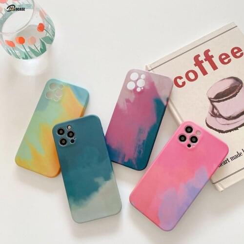 Watercolor Art Designer Phone Case For iPhone 12 11 Pro Max Mini X Xr Xs SE 2020 7 7plus 8 8plus Silicone Cover luxury Coque