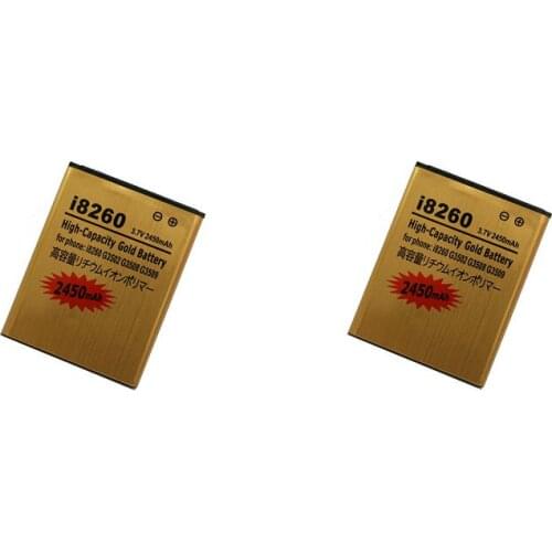 Ciszean 2pcs/lot 2450mAh B150AE / B150AC Gold Replacement Battery For Samsung Galaxy Core i8260 G3508 G3509 G3502 i8268 i829