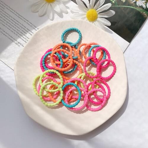 50/100pcs Children Elastic Hairbands Candy Color Hair Band Rubber Bands Girl Hair Accessories Ponytail Holder Hair Rope Headband