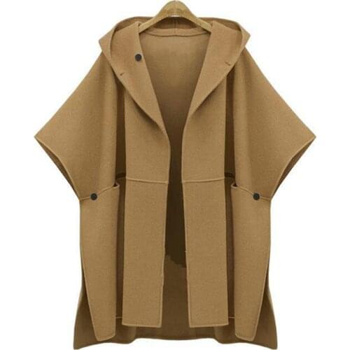 Long Windbreaker Khaki Outerwear Female Winter Coat Women Clothing European Suit-Dress Cloak Woolen Jacket Hooded Loose Overcoat