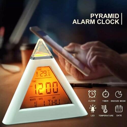 Electric Digital LED Alarm Clock Color Changing Battery Operated Alarm Clock Kids Bedroom Calendar