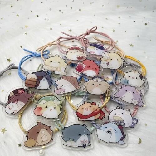 Game Genshin Impact Ganyu Klee Zhongli Xiao Diluc Hu Tao Acrylic Cute Head Rope Headwear Hair Accessories Hair Ring Cosplay