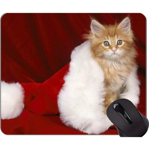 Gaming Mouse Pad Custom,Santa hat cat Home Office Computer Accessories Mousepads
