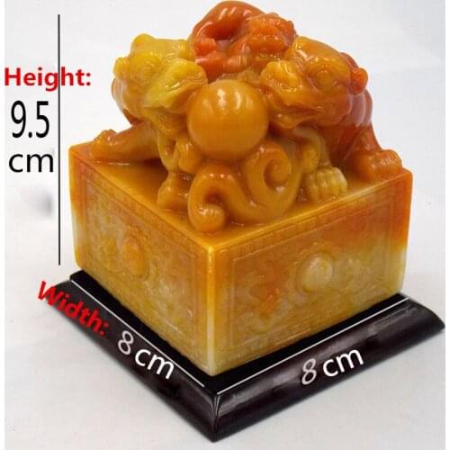Imitation Shoushan stone jade seal decoration antique Ancient China emperors Couple PiXiu jade seal Engraving Letters stamp