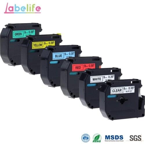 Labelife 6 Pack 9mm Compatible Brother P-touch Label TapeMK121 MK221 MK421 MK521 MK621 MK721 for Label Maker PT-90,PT-100