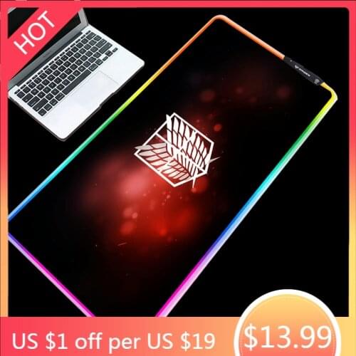 Mairuige Anime Attacking Giant Cool Pattern RGB Mouse Pad Backlit LED Light Anti-skid Cool Game Table Mat