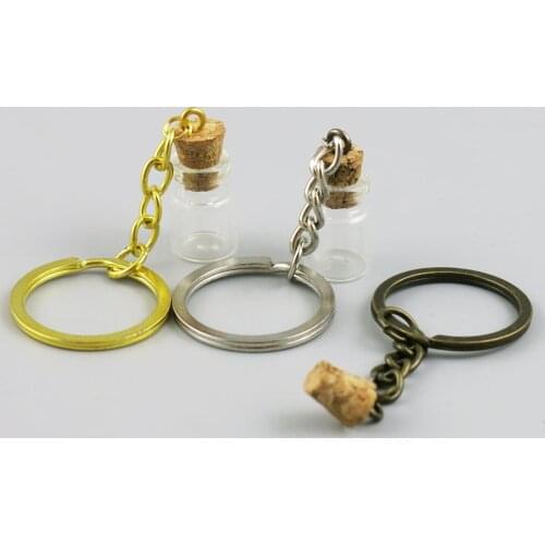24 x 0.6ml Mini Glass Bottles Key Chain Pendants Small Wishing Bottles With Cork Vial Arts Jars For Bracelets Gifts