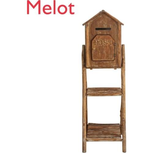 Handmade Multi-Purpose Old Wooden Flower Stand Courtyard Garden Decorative Creative Retro Mailbox Display Stand Opinion Mailbox