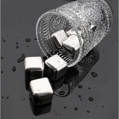 Reusable Cooler 304 Stainless Steel Ice Cubes Whiskey Stones with Tongs for Whiskey Wine and Cocktail Bar Utensils Set Best Gift