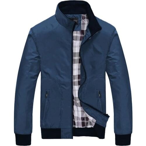 Fashion Men Winter Solid Color Stand Collar Zipper Pockets Coat Pilot Jacket