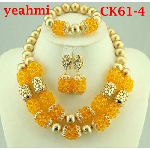 Fashion Gold Color Nigerian Wedding African Beads Jewelry Sets Fashion Women Dubai Jewelry Set Wholesale Costume Design CK61-1