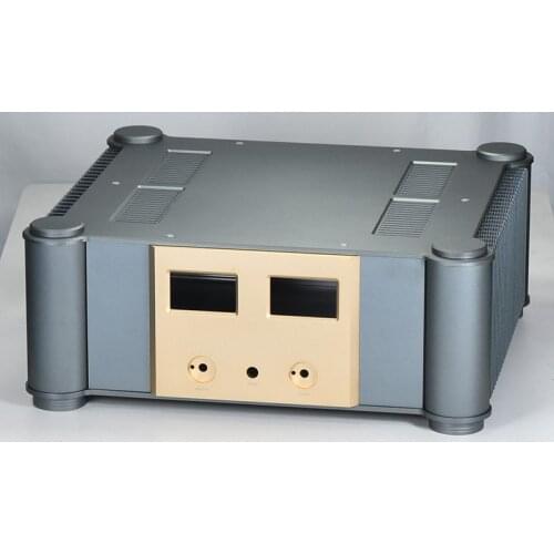 Latest Aluminum Rounded corner double side radiator power amplifier case with Volume knob vu meter shown Chassis